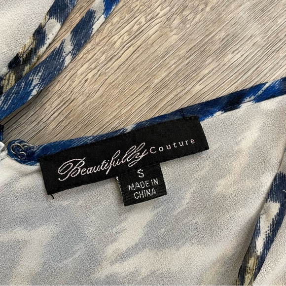 5/$25 BEAUTIFULLY COUTURE Zigzag Aztec Print Tank Mini Dress - Blue Size Small - Picture 3 of 9